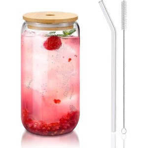 Drinking Glasses with lids and straws
