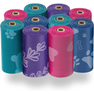 Dog Poop Bags for Waste (150 Bags) – 13”x 9” Size, Leak-Proof, Tear-Resistant, for Outdoor Puppy Walks, Travel & Cleanup – Assorted Colors