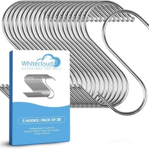WHITECLOUDZ S Hooks - Heavy Duty Hooks for Hanging Plants, Kitchen Utensils, Closet, Garage & More