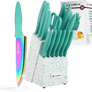 Anti-Rust and Dishwasher Safe Kitchen Knife Set with Block