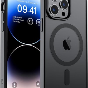 iPhone Cases Magnetic (Compatible with MagSafe) (Military Grade Drop Protection) Slim Translucent Matte Shockproof with Anti-Fingerprint, Black