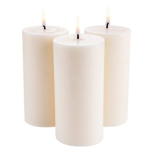 3-Pack Unscented White Pillar Candles – 6.5" Tall, 65-Hour Long Burn, Perfect for Christmas, Weddings & Home Décor
