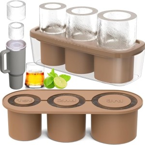 3 Pcs Silicone Cylinder Ice Mold with Lid and Bin for Freezer (400 oz)